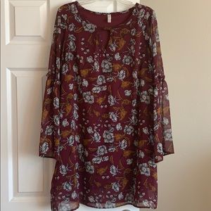 Purple and mustard floral dress